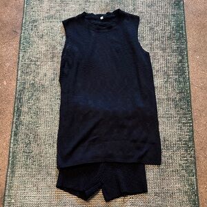 Black Sleeveless Knit Top and Shorts Set
